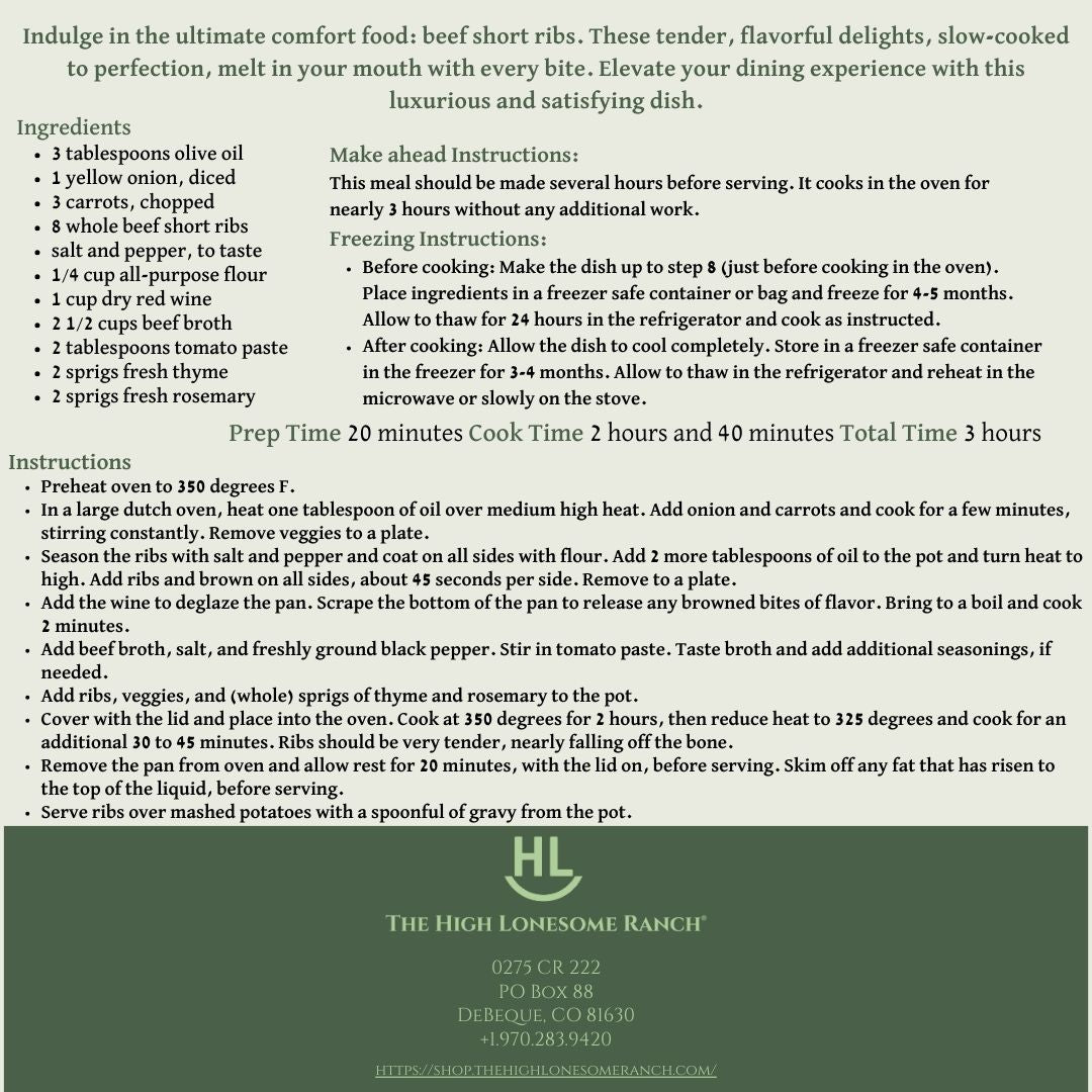 Recipe Card- Beef Short Ribs