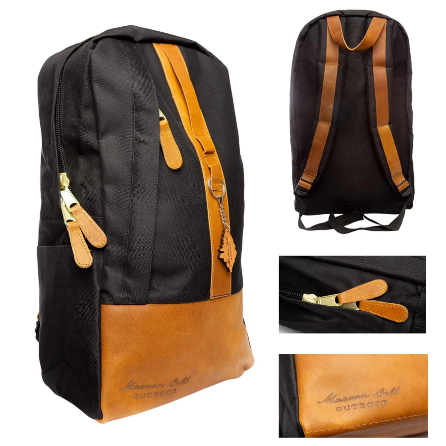 black and tan leather backpack HLR Branded Backpack – High Lonesome Cattle Company